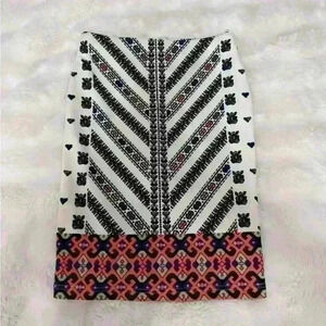 Women’s XS Colourful Pattern Pencil Skirt with a  Flattering Back Slit